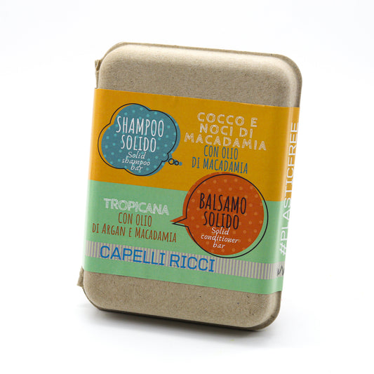 COMBO PACK SHAMPOO E BALSAMO SOLIDI PER CAPELLI RICCI 55+50 gr