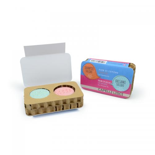 COMBO PACK SHAMPOO E BALSAMO SOLIDI PER CAPELLI LISCI 55+50 gr