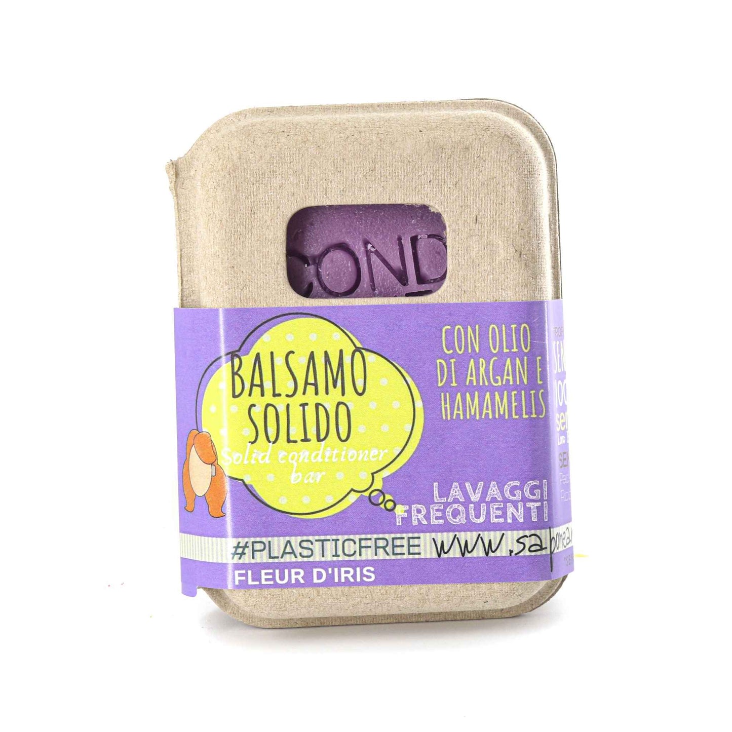 BALSAMO SOLIDO 55 gr LAVAGGI FREQUENTI AL FLEUR D’IRIS CON  BAR SAVER IN SUGHERO