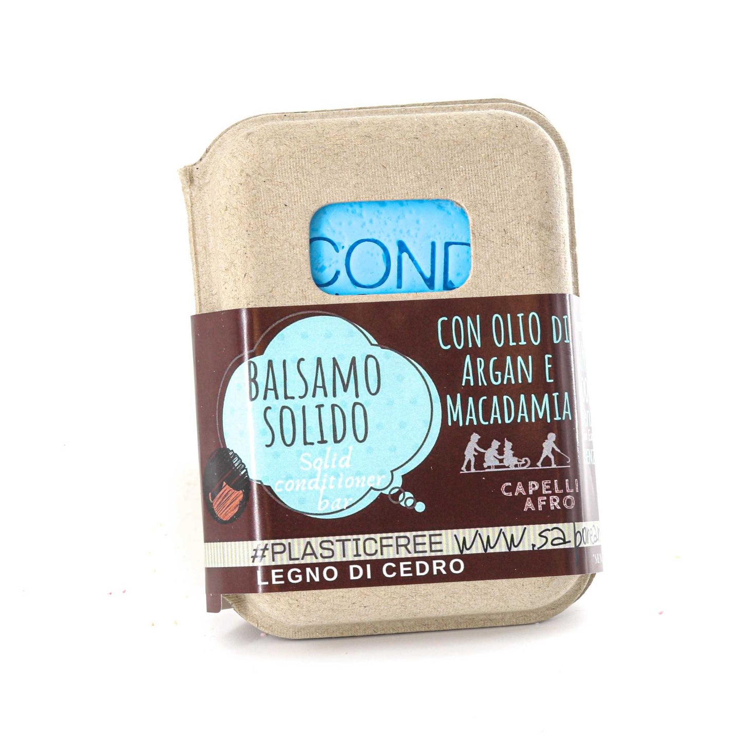 BALSAMO SOLIDO 50 gr CAPELLI AFRO O RICCI POROSI  AL LEGNO DI CEDRO CON BAR SAVER IN SUGHERO