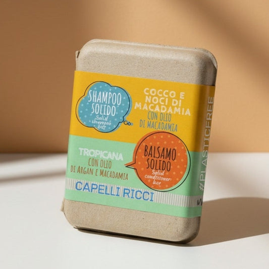 COMBO PACK SHAMPOO E BALSAMO SOLIDI PER CAPELLI RICCI 55+50 gr