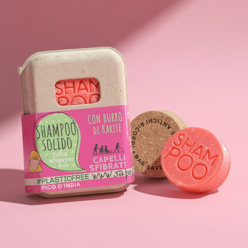 SHAMPOO SOLIDO CAPELLI SFIBRATI AL FICO D'INDIA CON BAR SAVER IN SUGHERO 55 gr