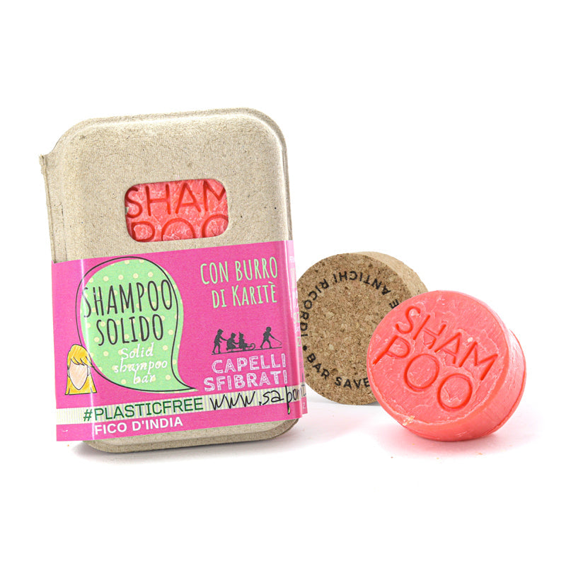 SHAMPOO SOLIDO CAPELLI SFIBRATI AL FICO D'INDIA CON BAR SAVER IN SUGHERO 55 gr
