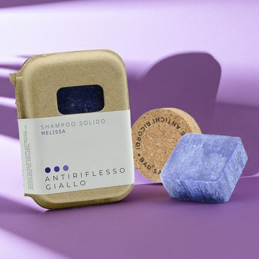 SHAMPOO SOLIDO 55 gr ANTI GIALLO ALLA MELISSA CON BAR SAVER IN SUGHERO