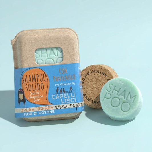 SHAMPOO SOLIDO 55 gr CAPELLI LISCI AL FIOR DI COTONE CON BAR SAVER IN SUGHERO