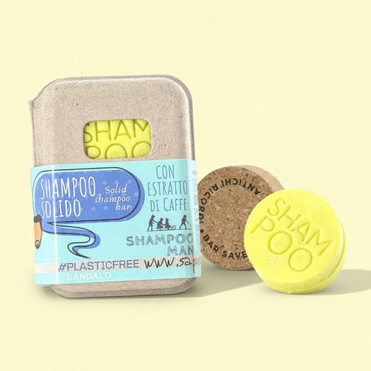 SHAMPOO SOLIDO UOMO AL SANDALO CON BAR SAVER IN SUGHERO 55 gr